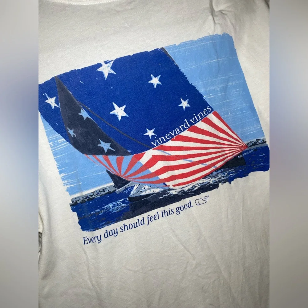 Vineyard Vines Men Short Sleeve Pocket Crew Neck Tee T-Shirt "FLAG SAILS" XS - Picture 4 of 9